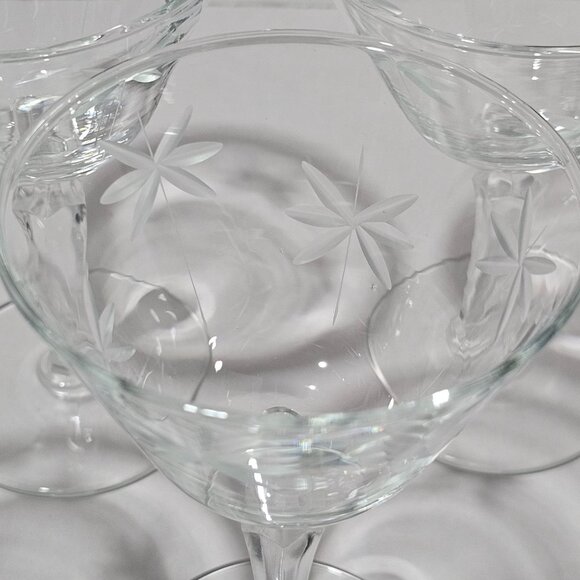 4 Libbey Candlelight Champagne Coupe Glasses 6” cocktail cut glass starlight sta - Picture 4 of 7